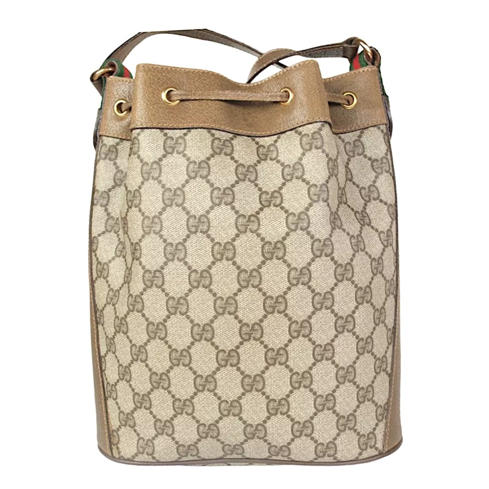 GUCCI Vintage Sherry Line GG Web Drawstring Shoulder Bag - Picture 2 of 15